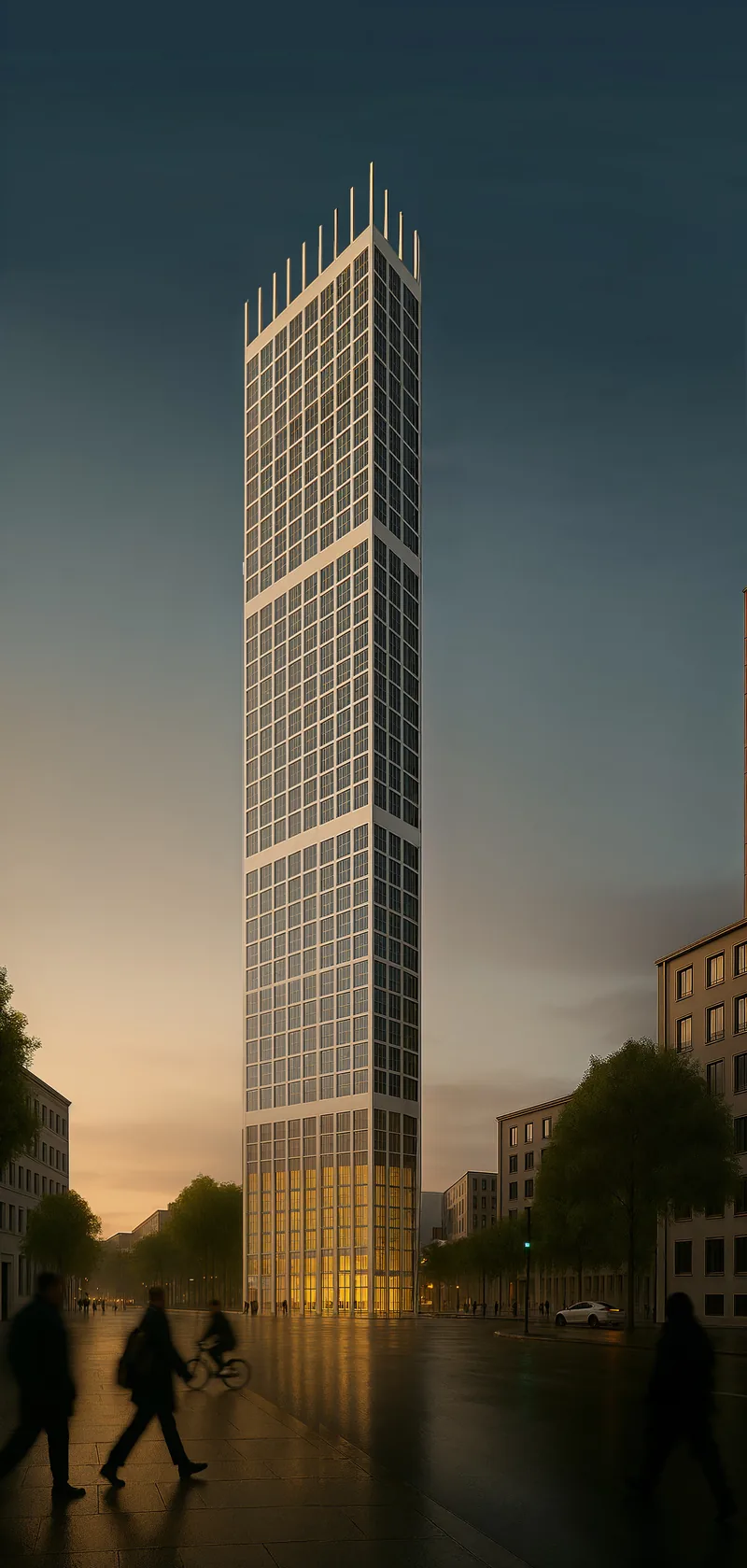 High-rise — Site Insertion — Dusk insertion view
