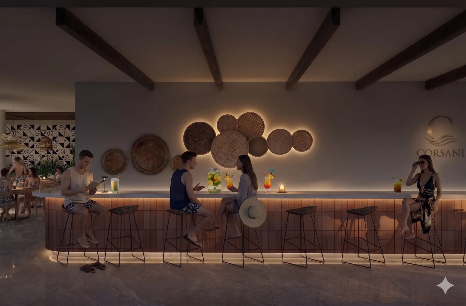 Sheraton Resort — Bar & Restaurant — Corsani bar, evening
