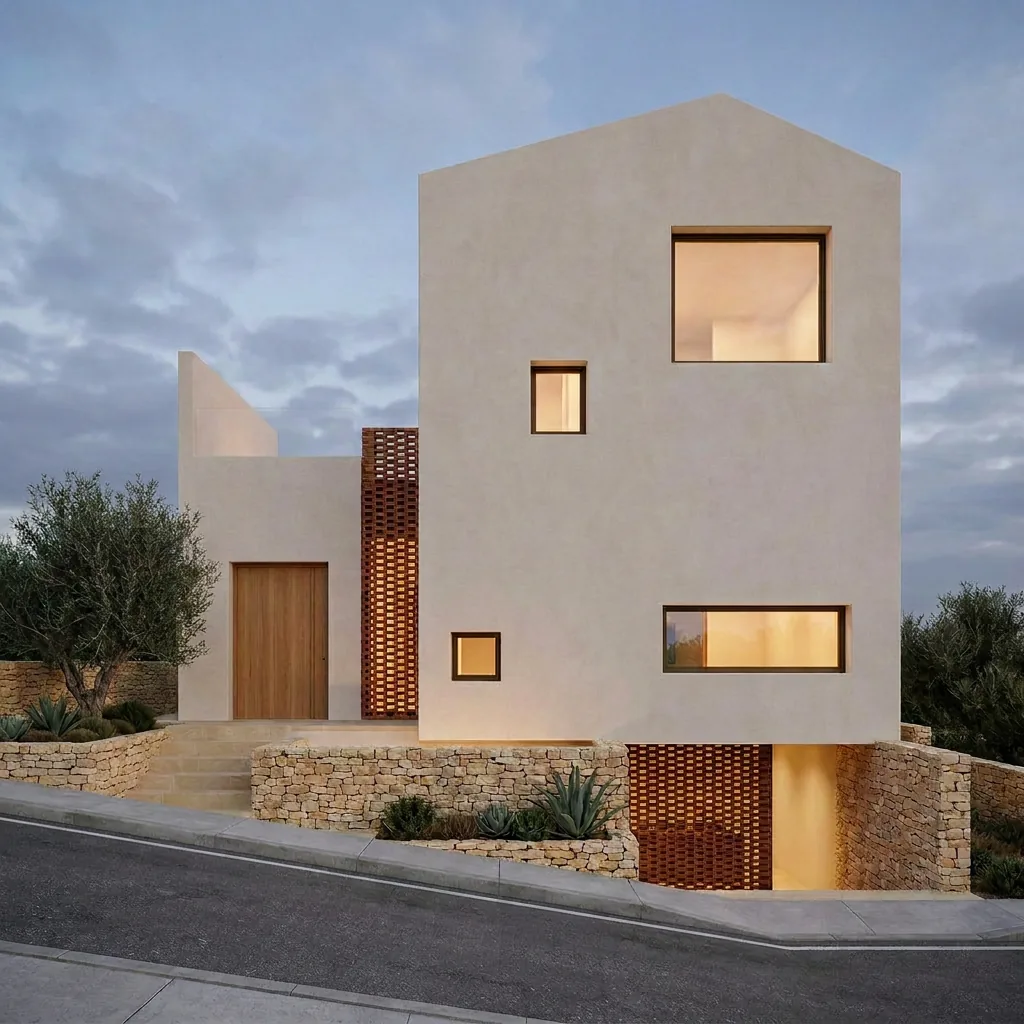 Villa BH120 — Facade at dusk
