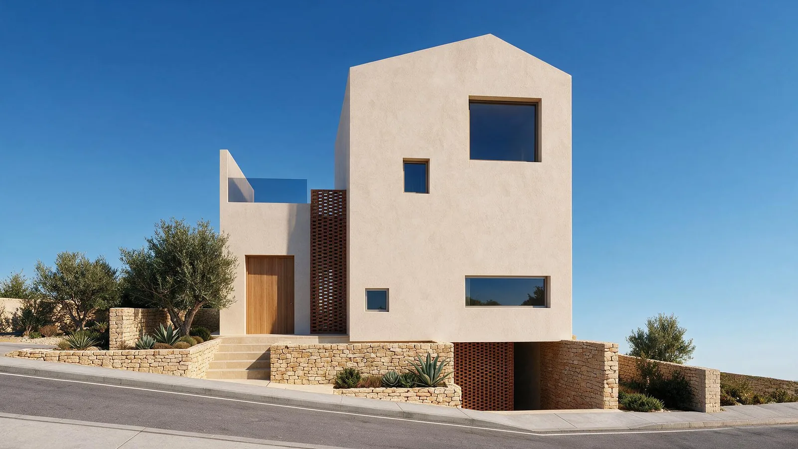 Villa BH120, facade in daylight — RenoraViz rendering